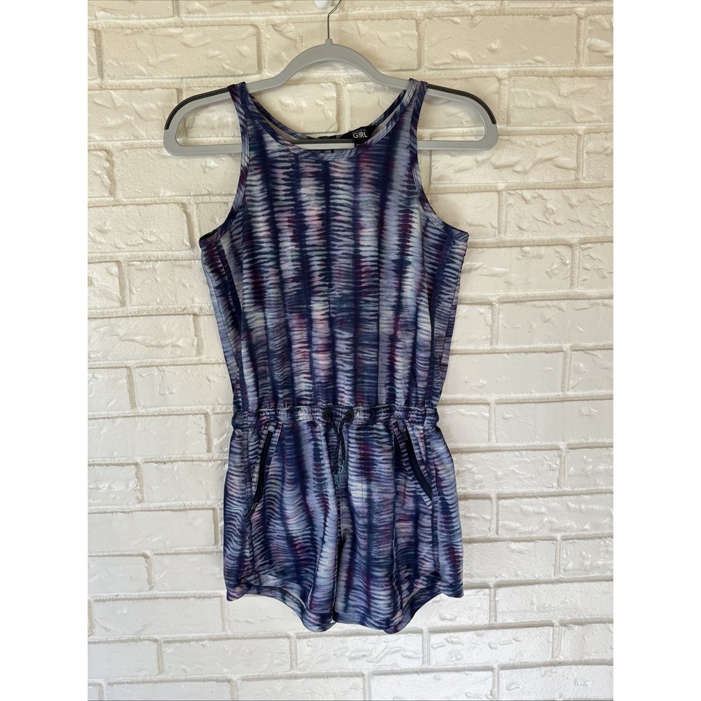 Athleta‎ Girl Tie Dye Romper Jumpsuit Shorts Blue Purple Pink Sz XL